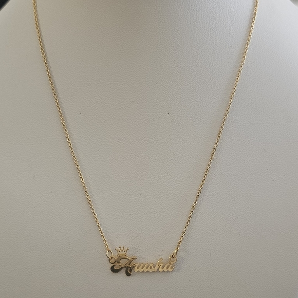 Custom Name Gold Plated Crown Necklace. - Picture 2 of 7